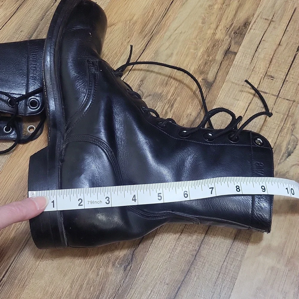 Vintage BF GOODRICH Black Steel Toe Laced Goodyear Heel Combat Boots - 8W - Picture 16 of 16